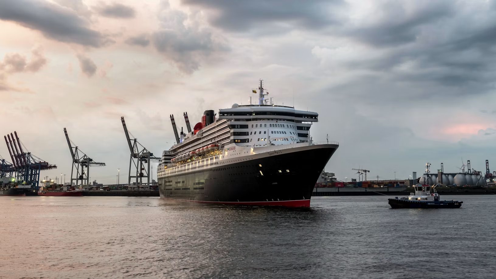Cruise ship docked in port